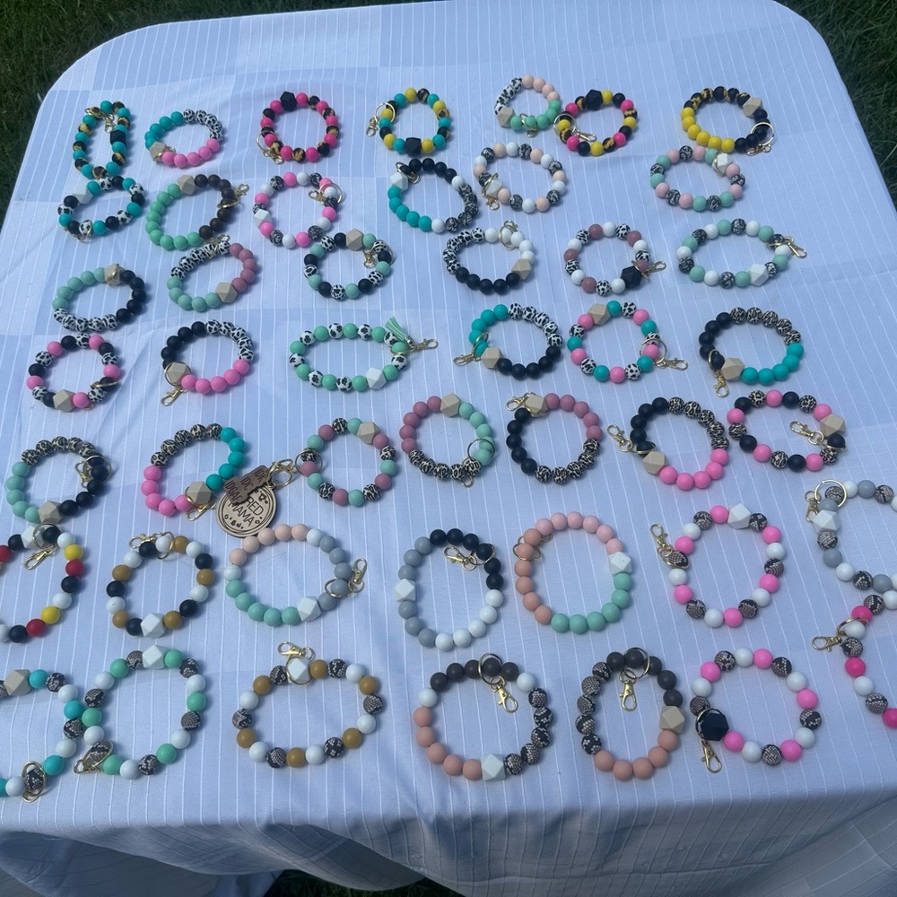 Multicolor Beaded Wristlet w Keychain Lot